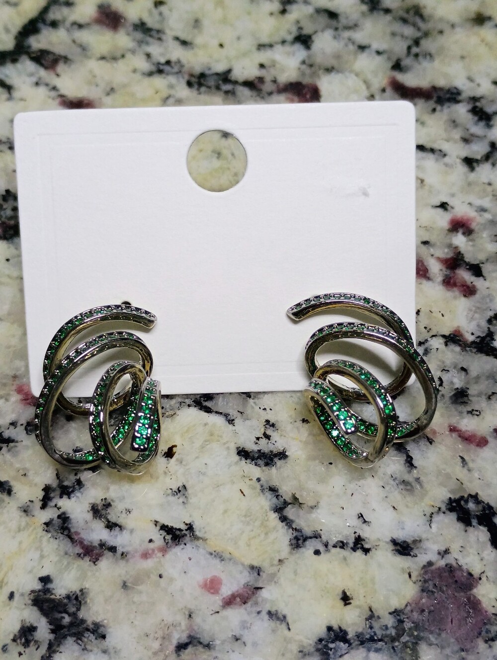 New Green Crystal Spiral Hoop Earrings - Women Jewelry